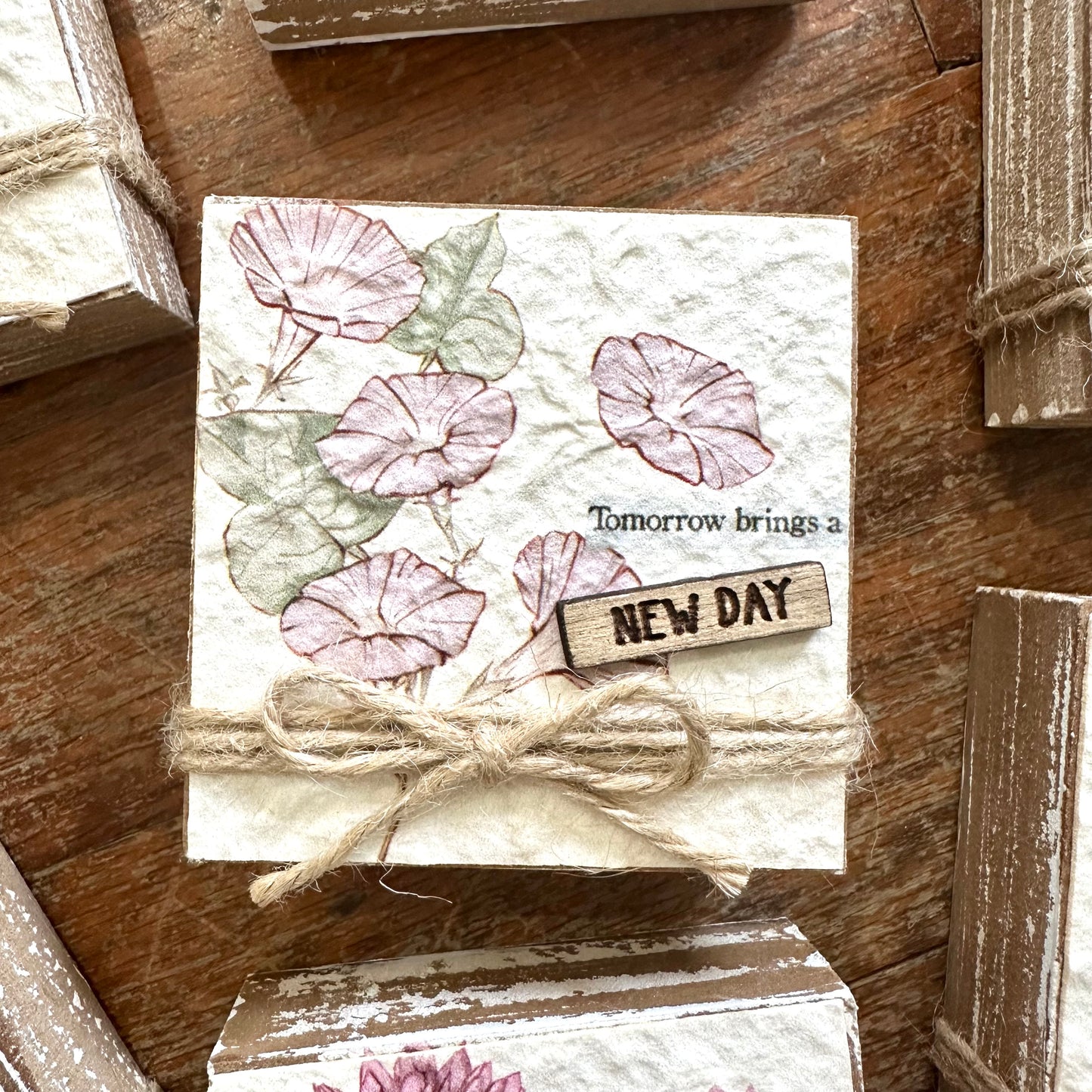 Floral Block With Jute Rope