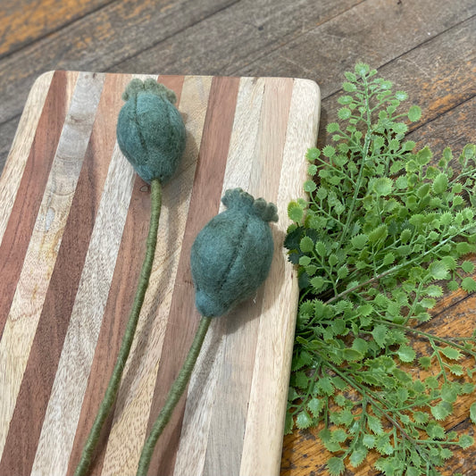 Felted Poppy Seed Head Stem