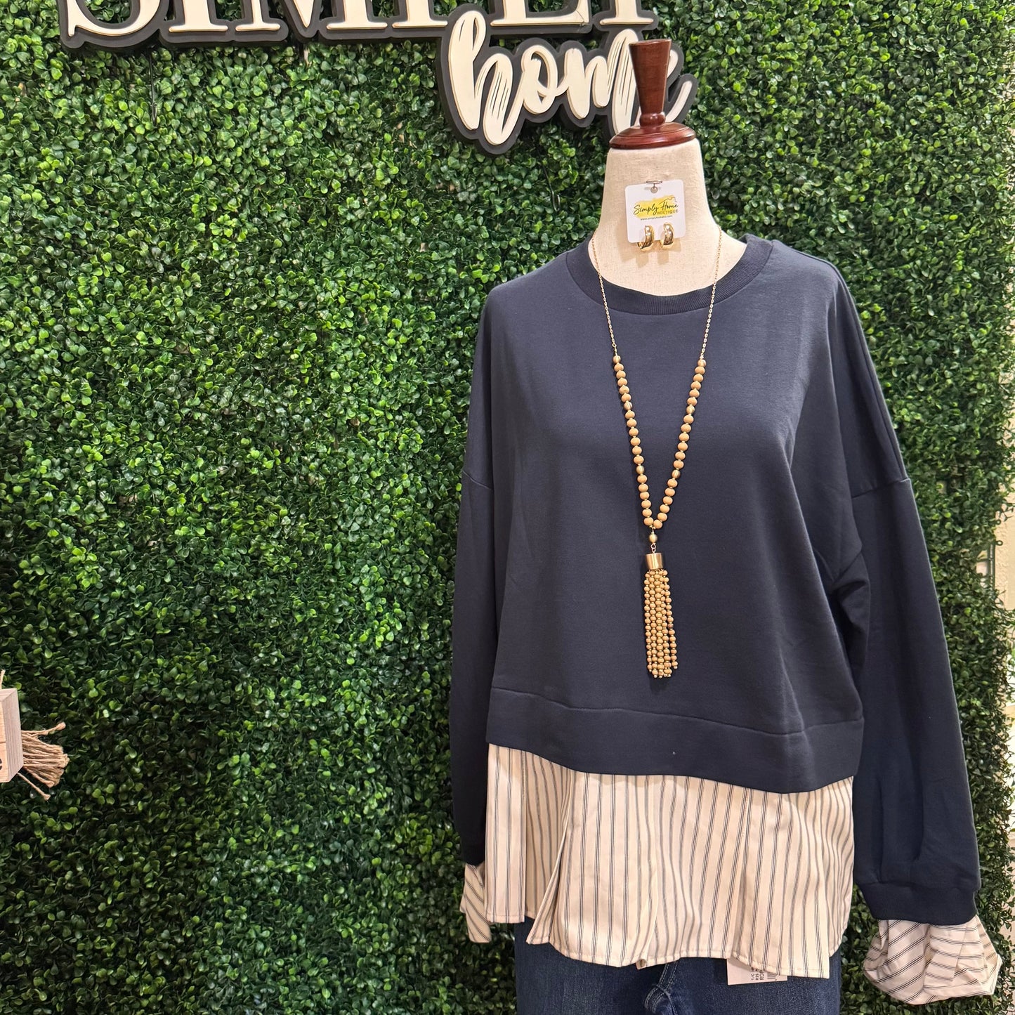 Stripe Twofer Sweatshirt