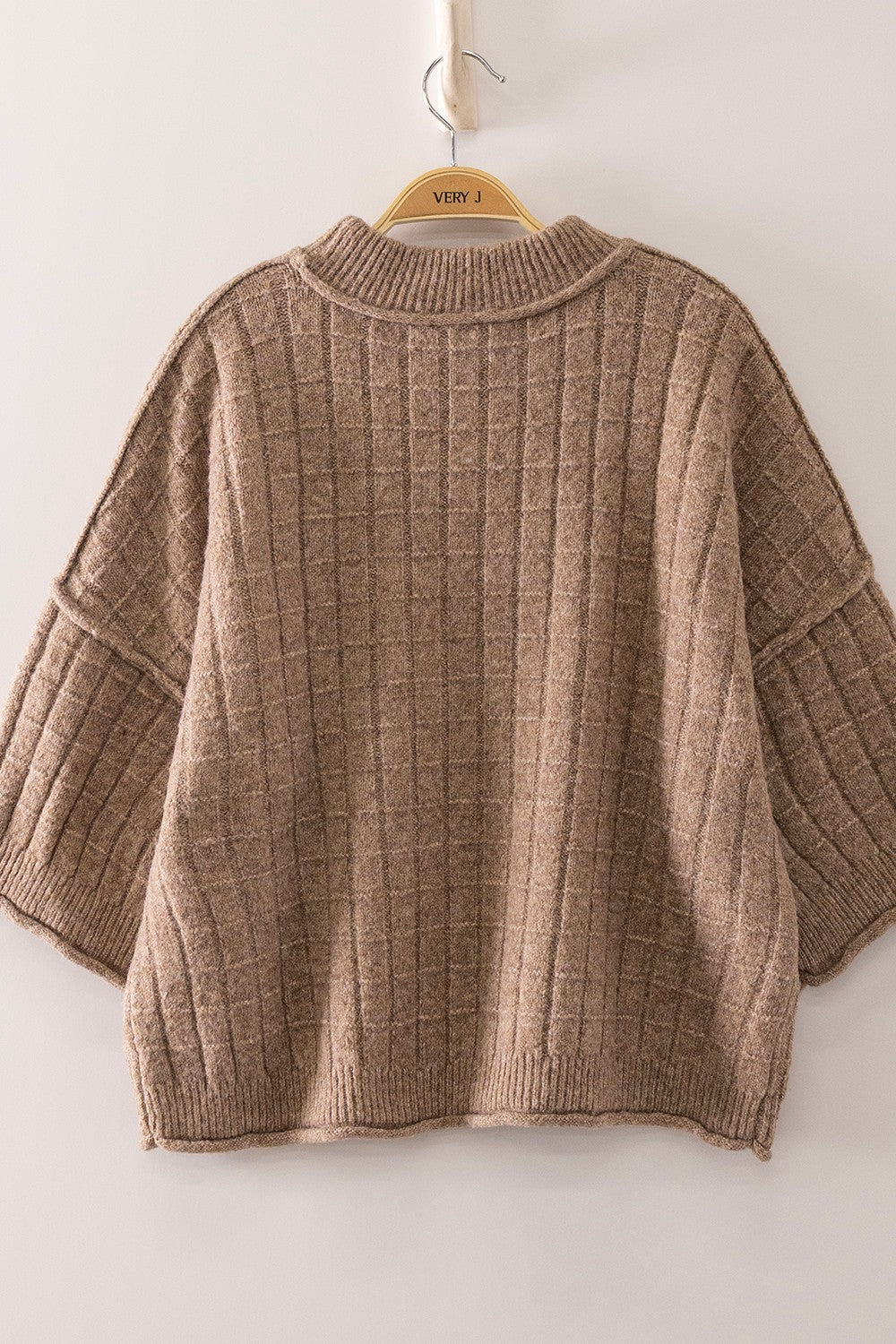 Mocha Textured Knit Cropped Sweater
