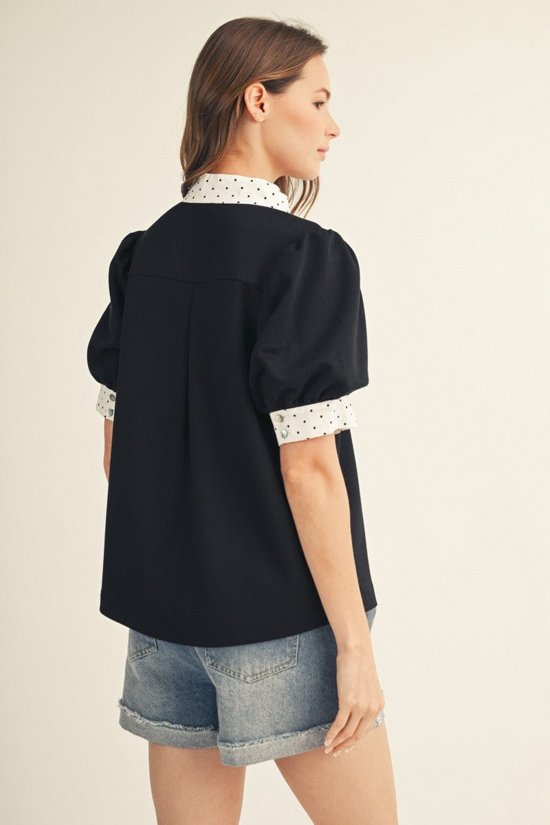 Polka Dot Accent Top