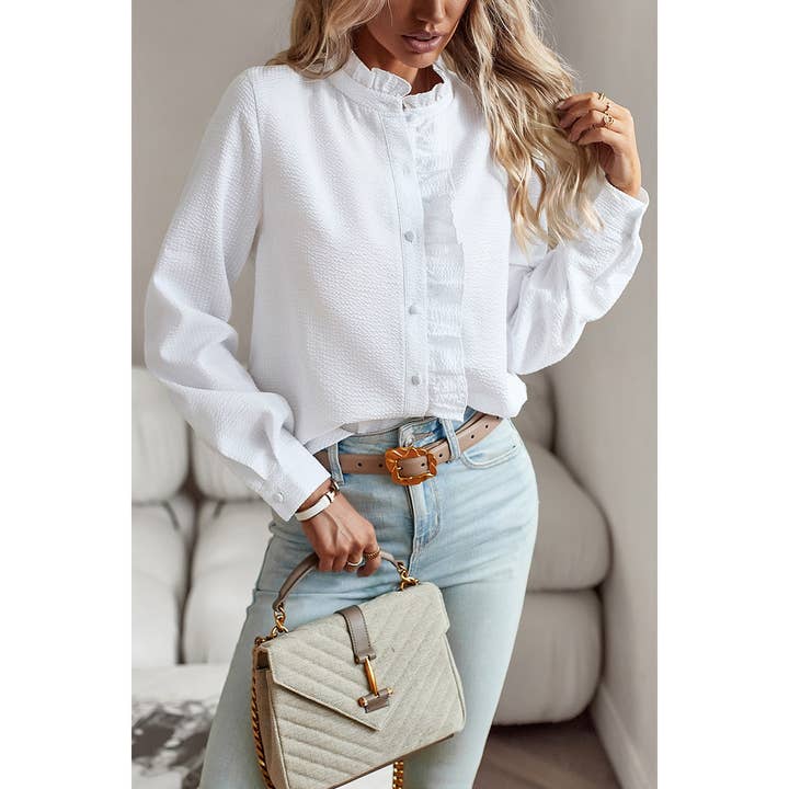 Ruffle Trim Button Shirt