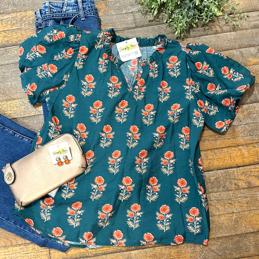 Floral Puff Sleeve Blouse