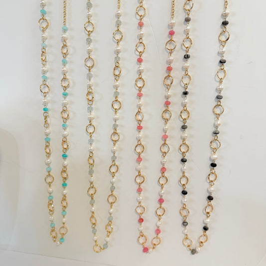 Long Stone and Gold Necklace