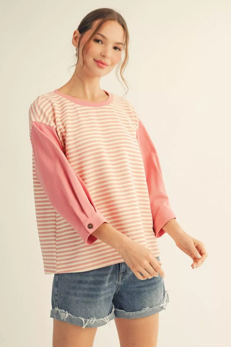 Solid Sleeve Striped Shirt