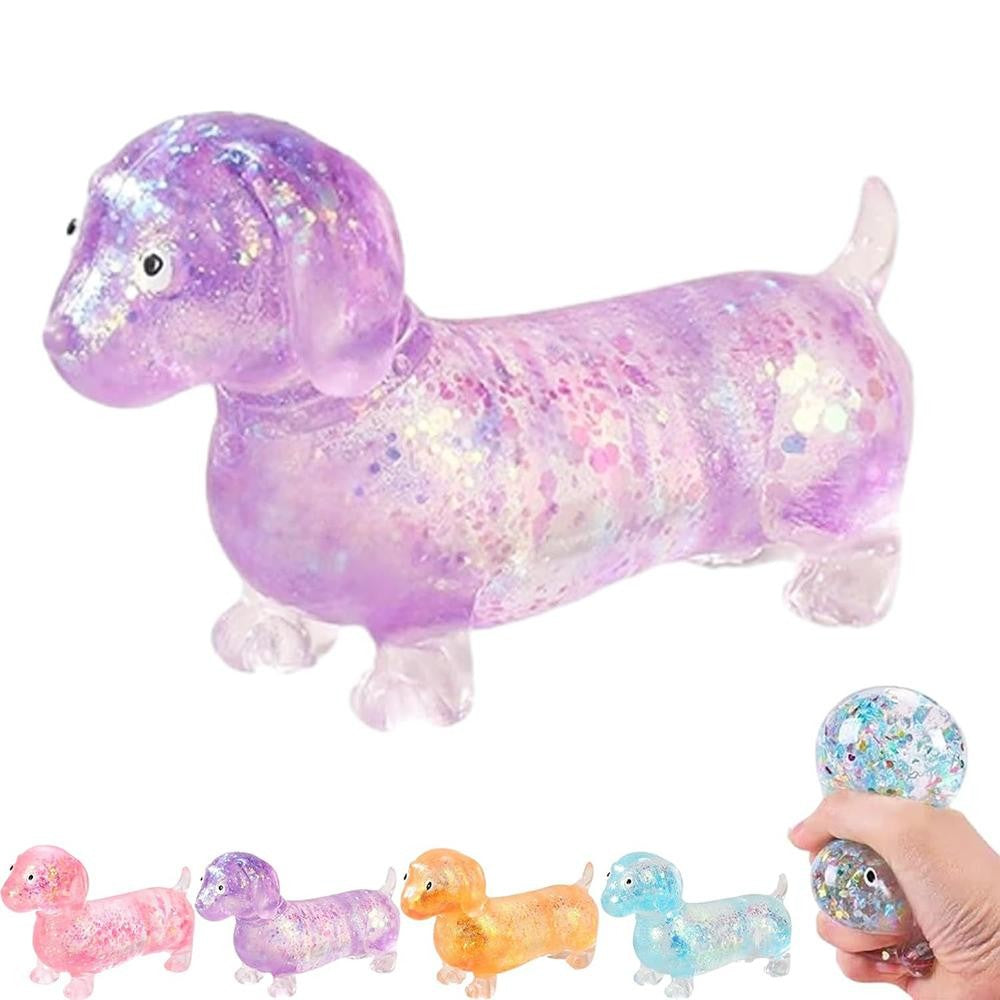 Purple Glitter Dachshund Squishy Toy