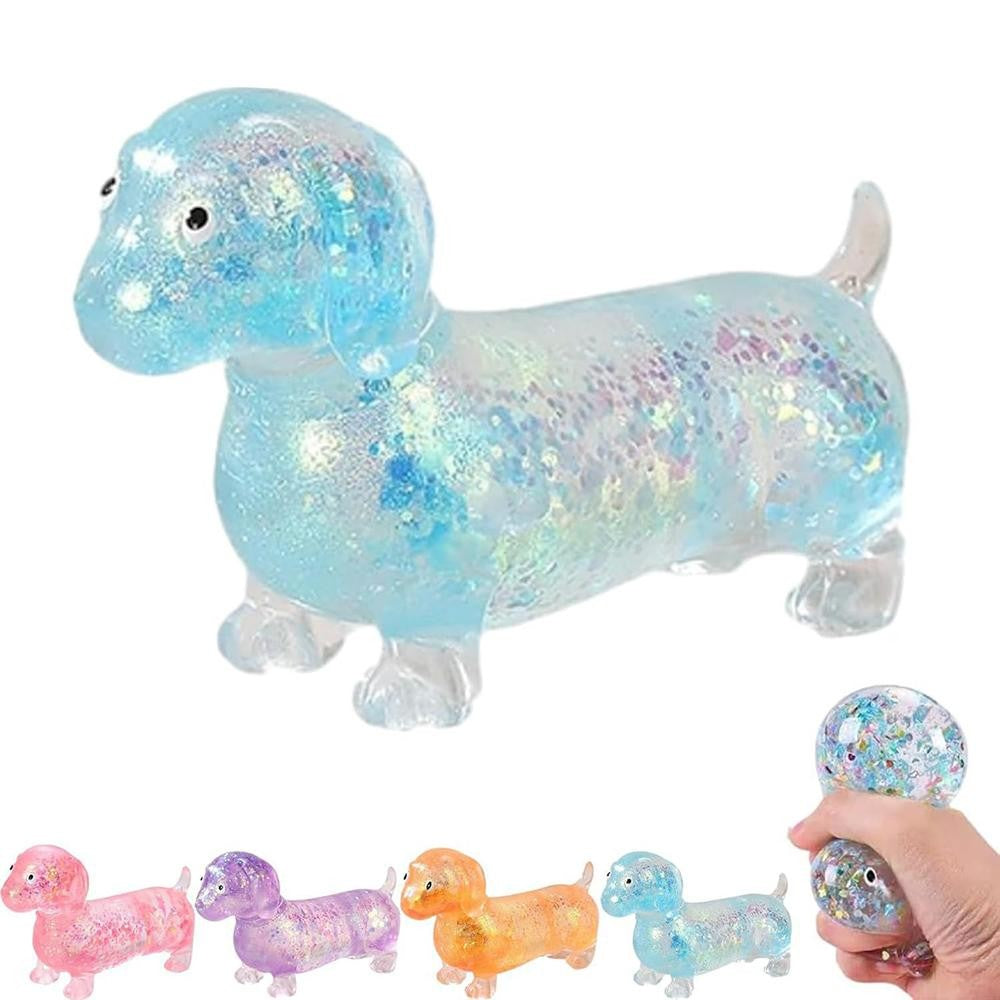 Blue Glitter Dachshund Squishy Toy