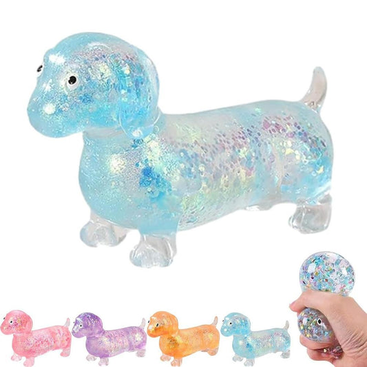 Blue Glitter Dachshund Squishy Toy