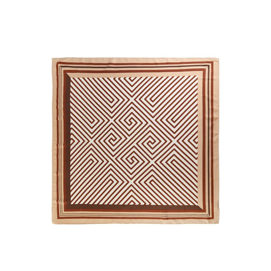 Brown Border Geometric Scarf