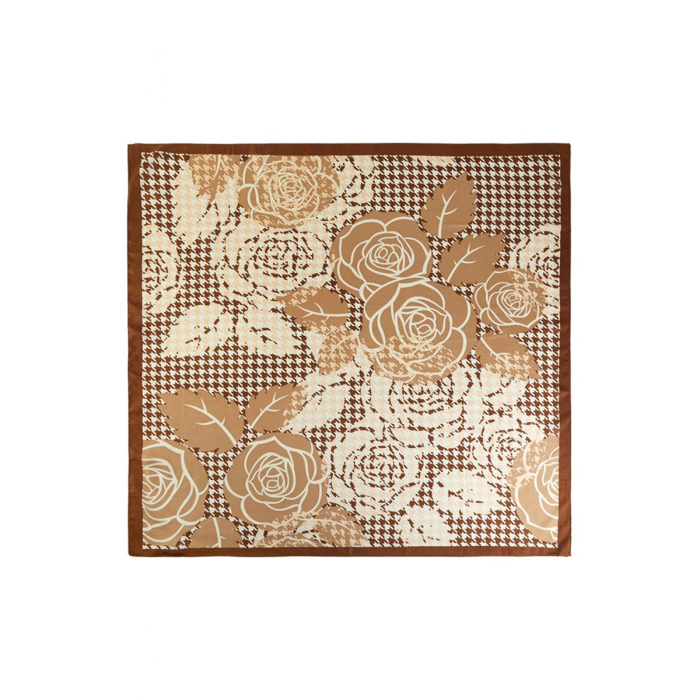 Brown Border Floral Scarf