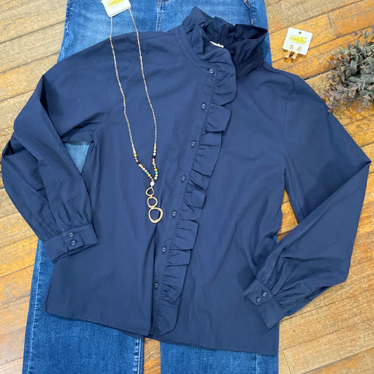 Button Down Ruffle Shirt
