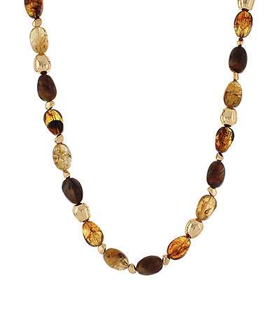 Marble-Look Ball & Metal Bead Necklace
