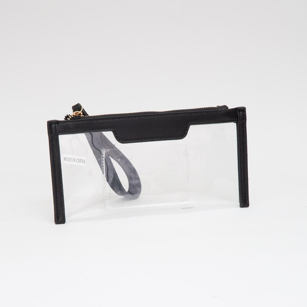 Clear Crossbody Wristlet with Black Trim