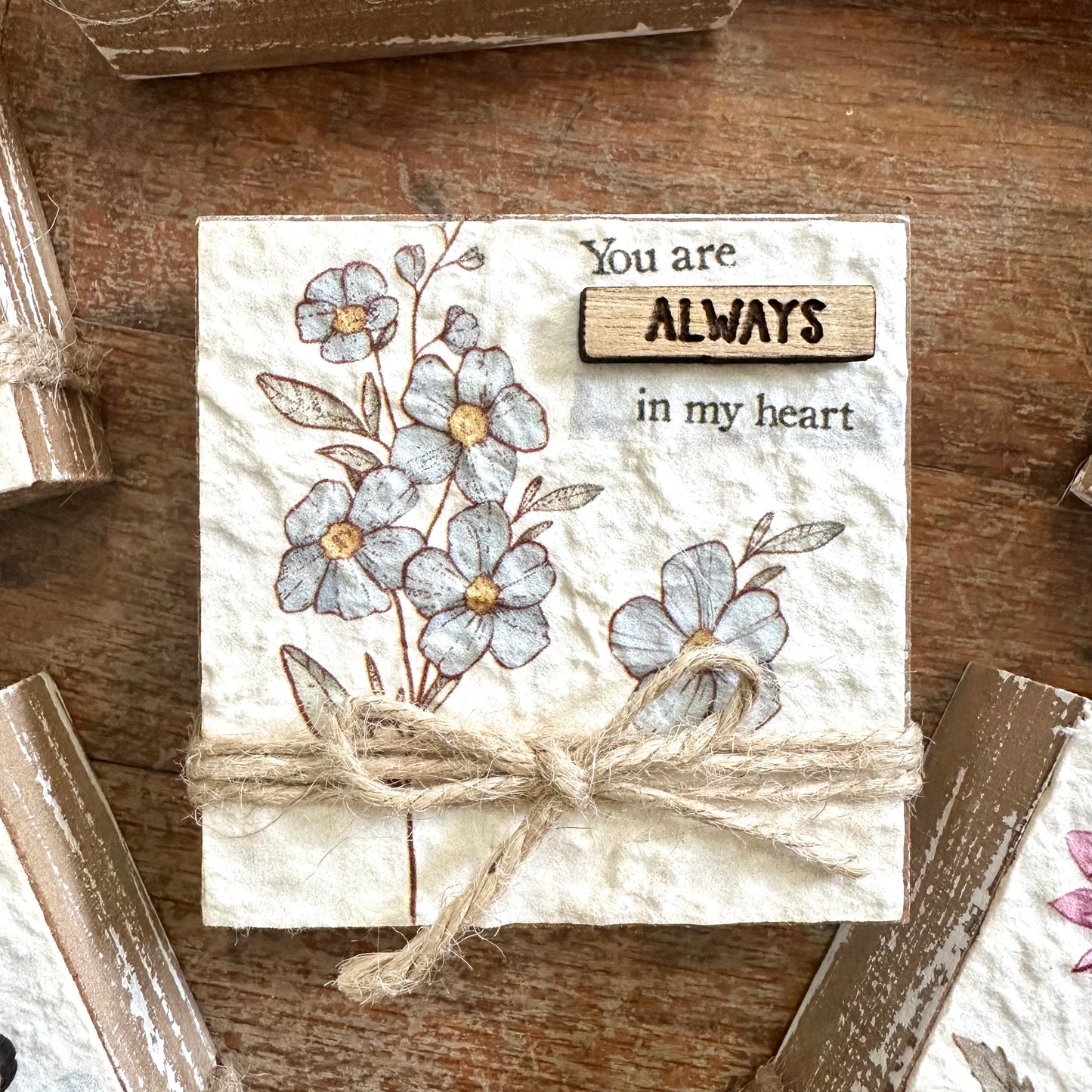 Floral Block With Jute Rope