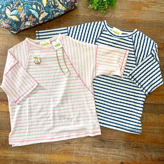 Striped Textured Knit Top