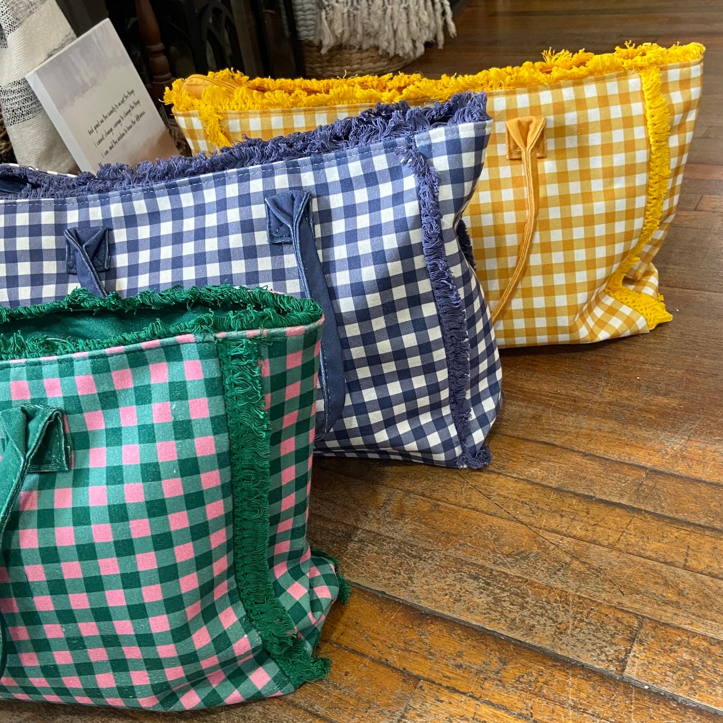 Gingham Fray Tote