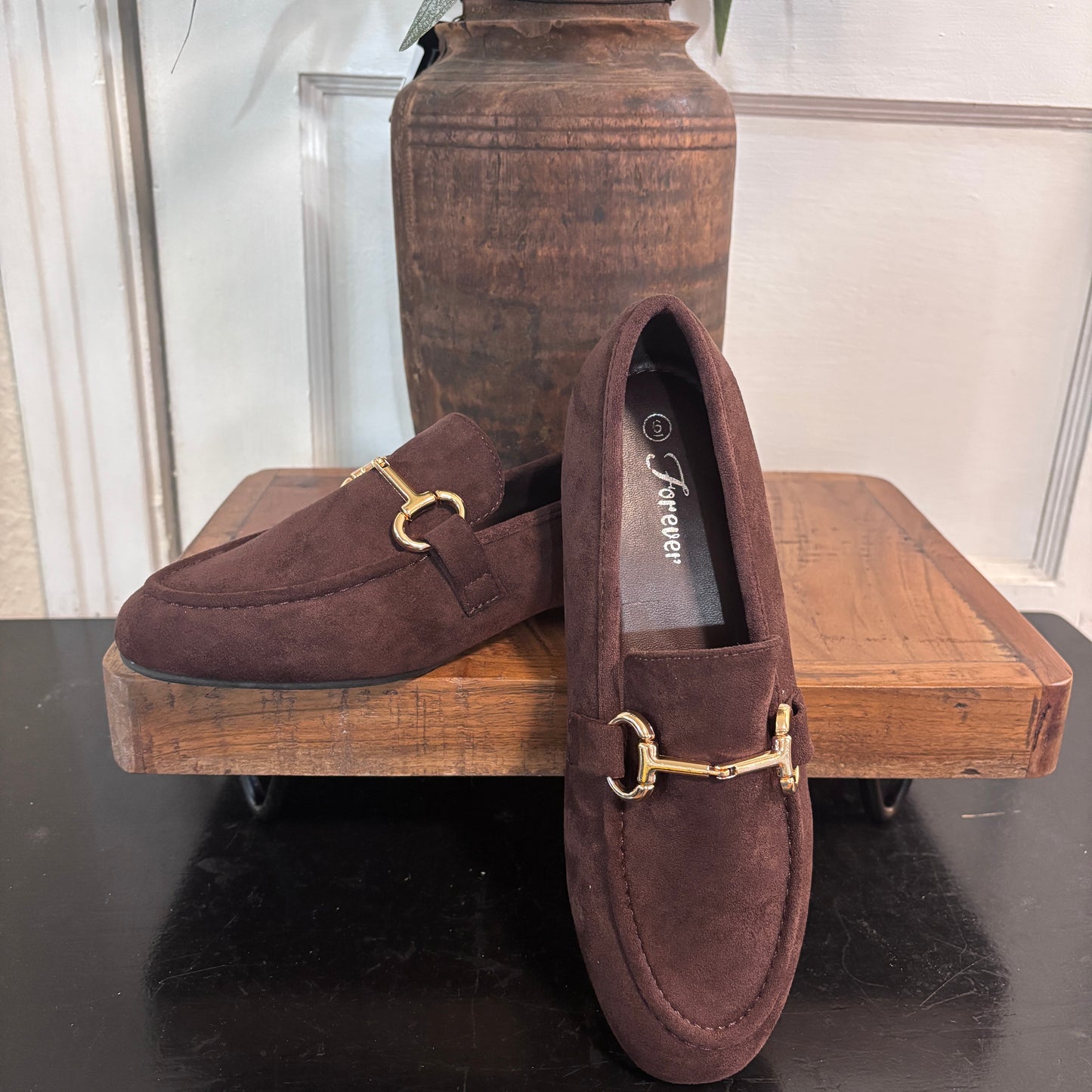 Suede Gold Trim Loafer
