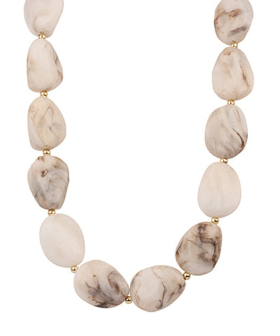 Marble-Look Ball Necklace with 18K Gold-Dipped Accents