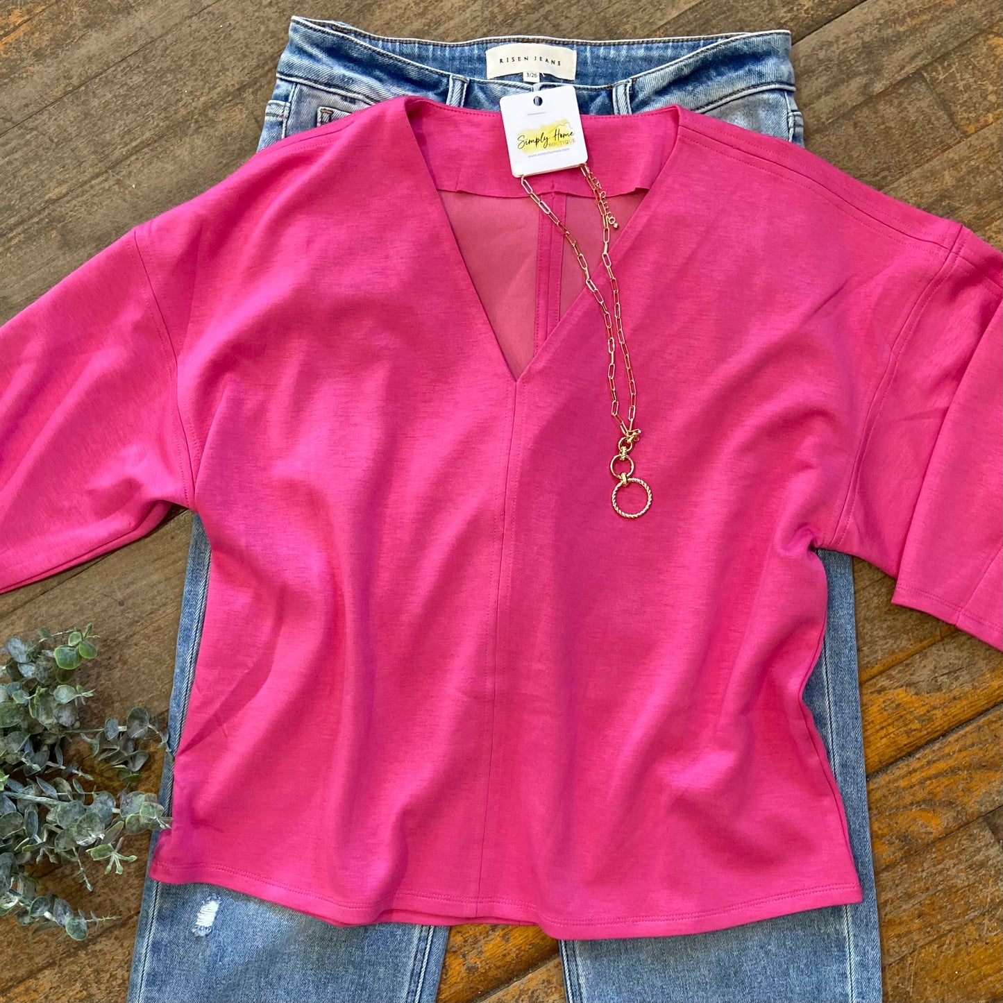 Solid Drop Shoulder Top