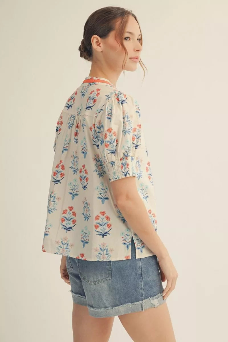 Smocked Floral Top