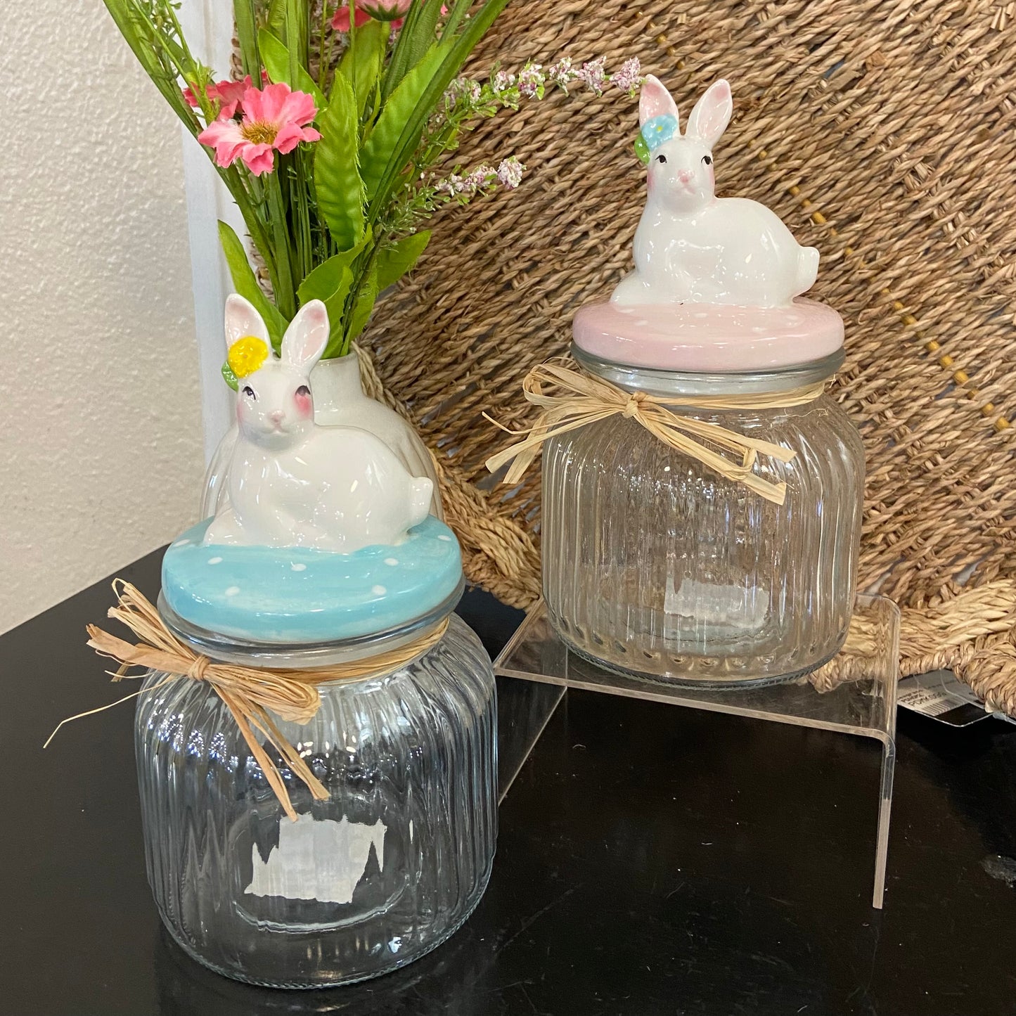 Jar With Ceramic Bunny Lid