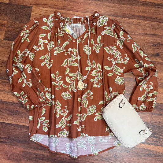 Floral Ruffle Collar Top