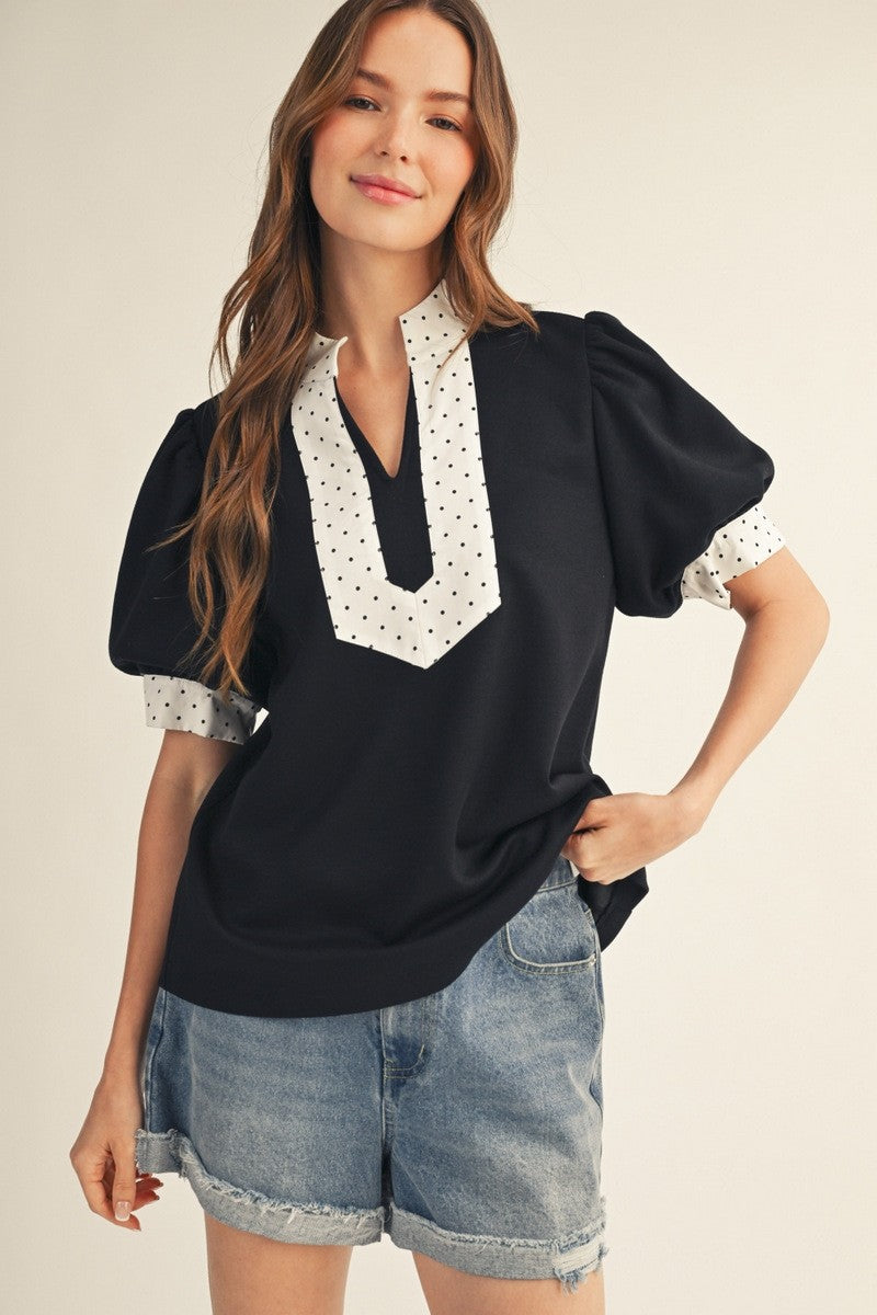 Polka Dot Accent Top