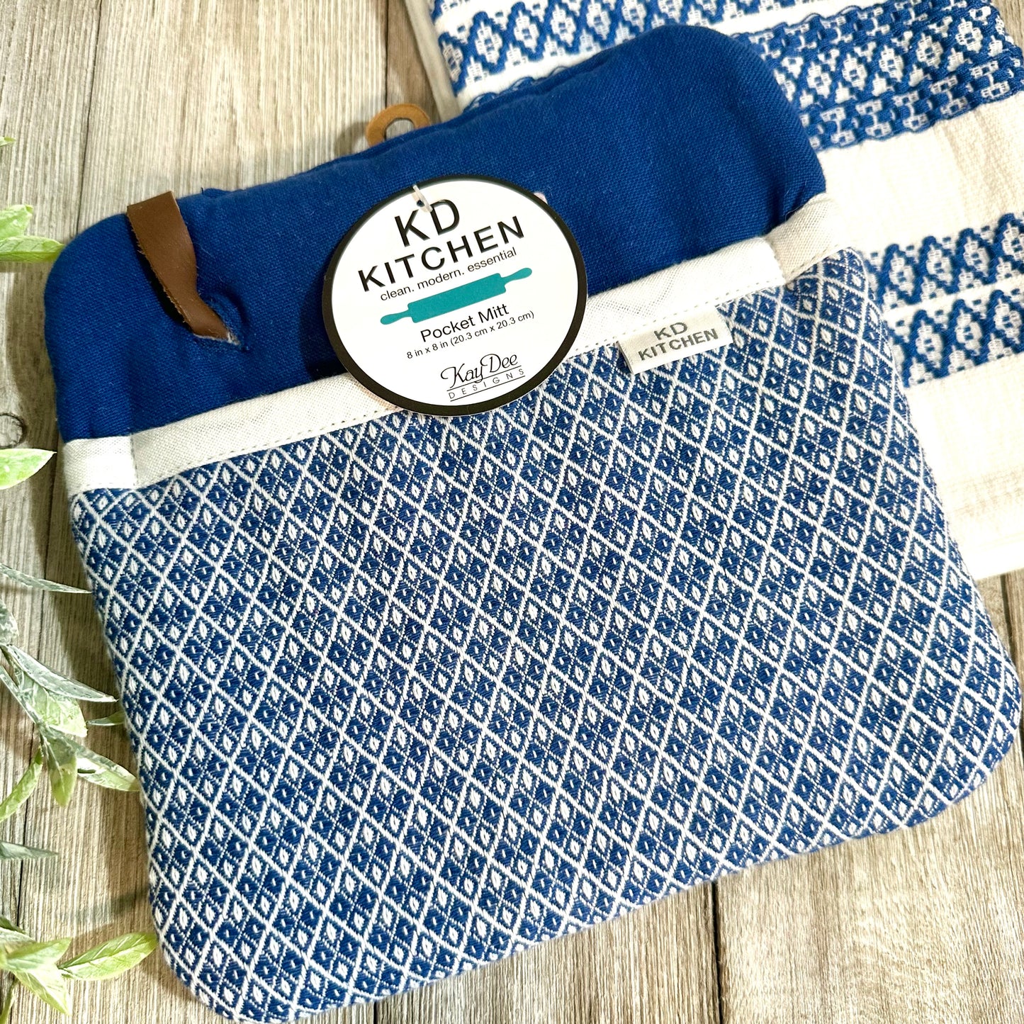 Blue Pocket Oven Mitt