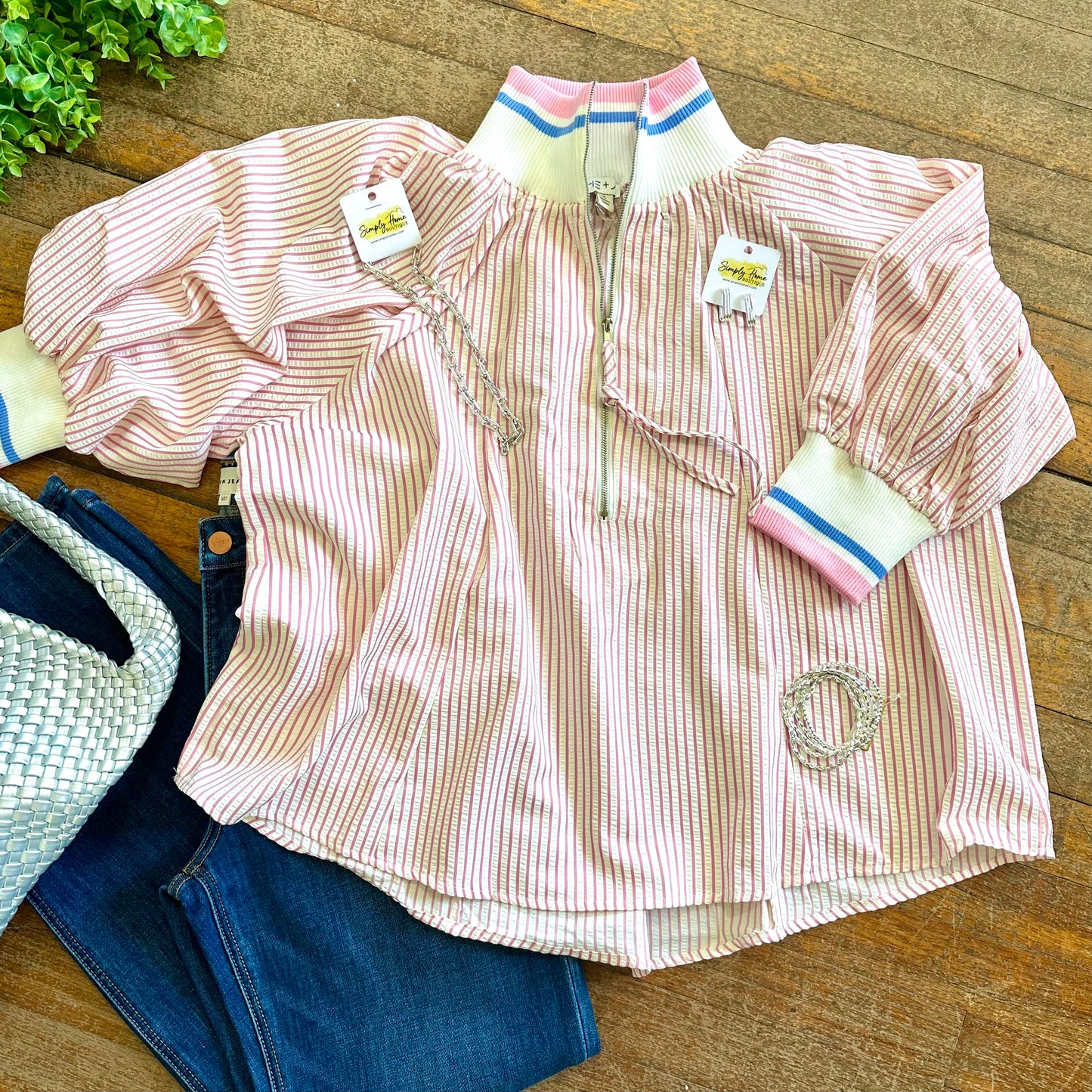 Striped Zip Top