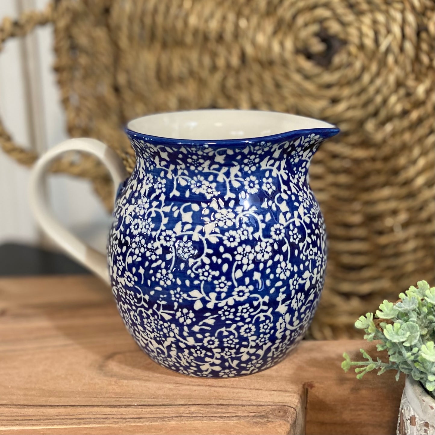 Blue Floral Pitcher