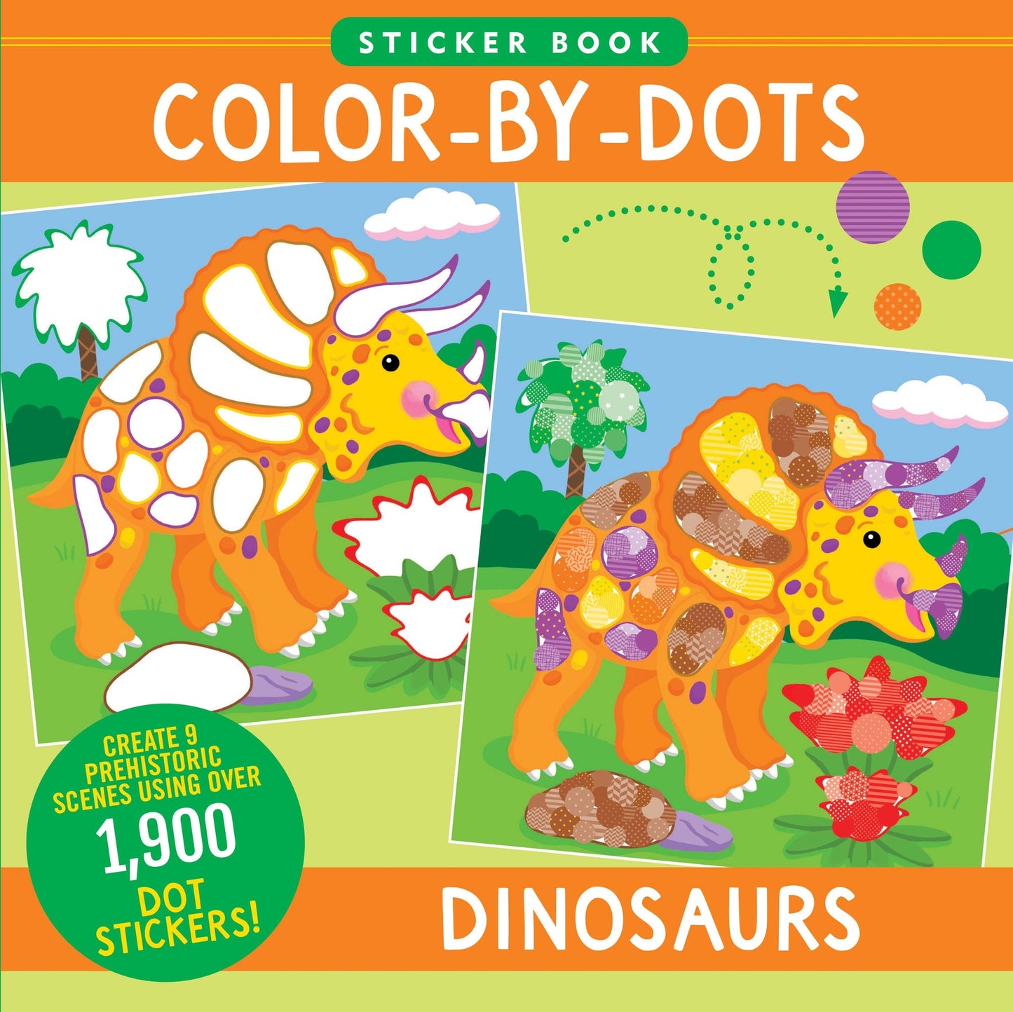 Color-By-Dots Sticker Book- Dinosaurs