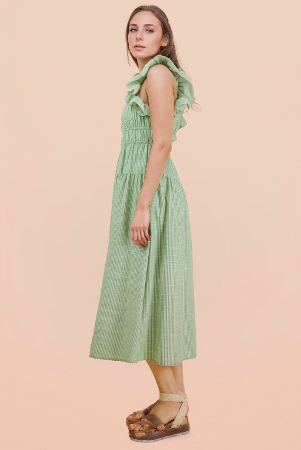 Green Stripe Midi Dress