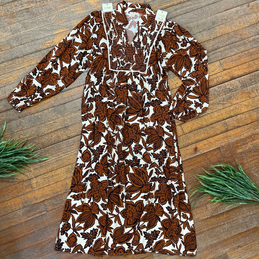 Long Sleeve Floral Midi Dress