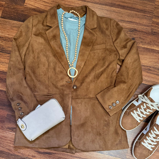 Faux Suede Blazer