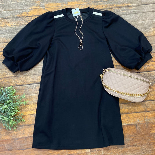 Black Shoulder Accent Dress