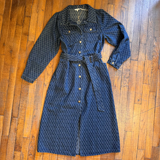 Denim Dress with Gold Buttons