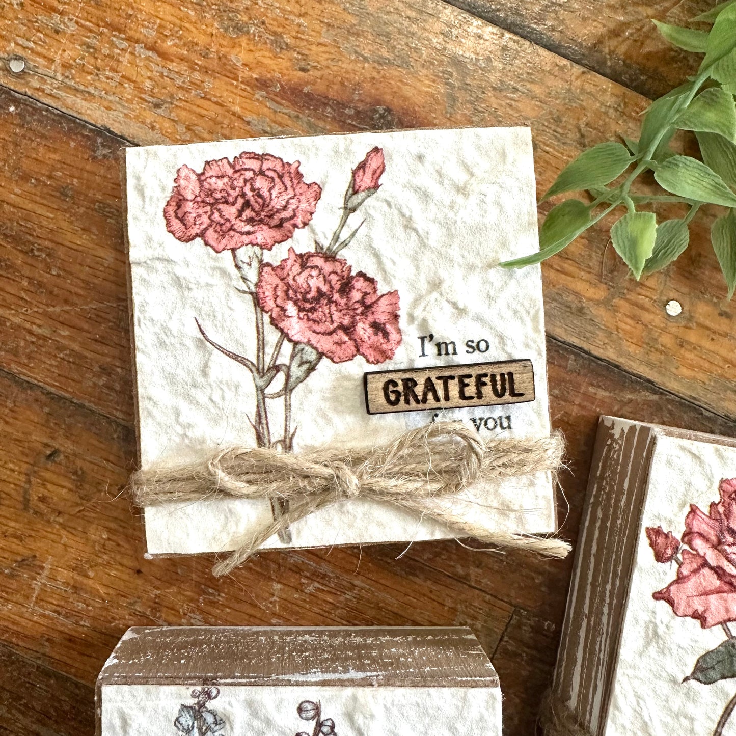 Floral Block With Jute Rope