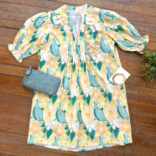 Yellow Floral Mini Dress