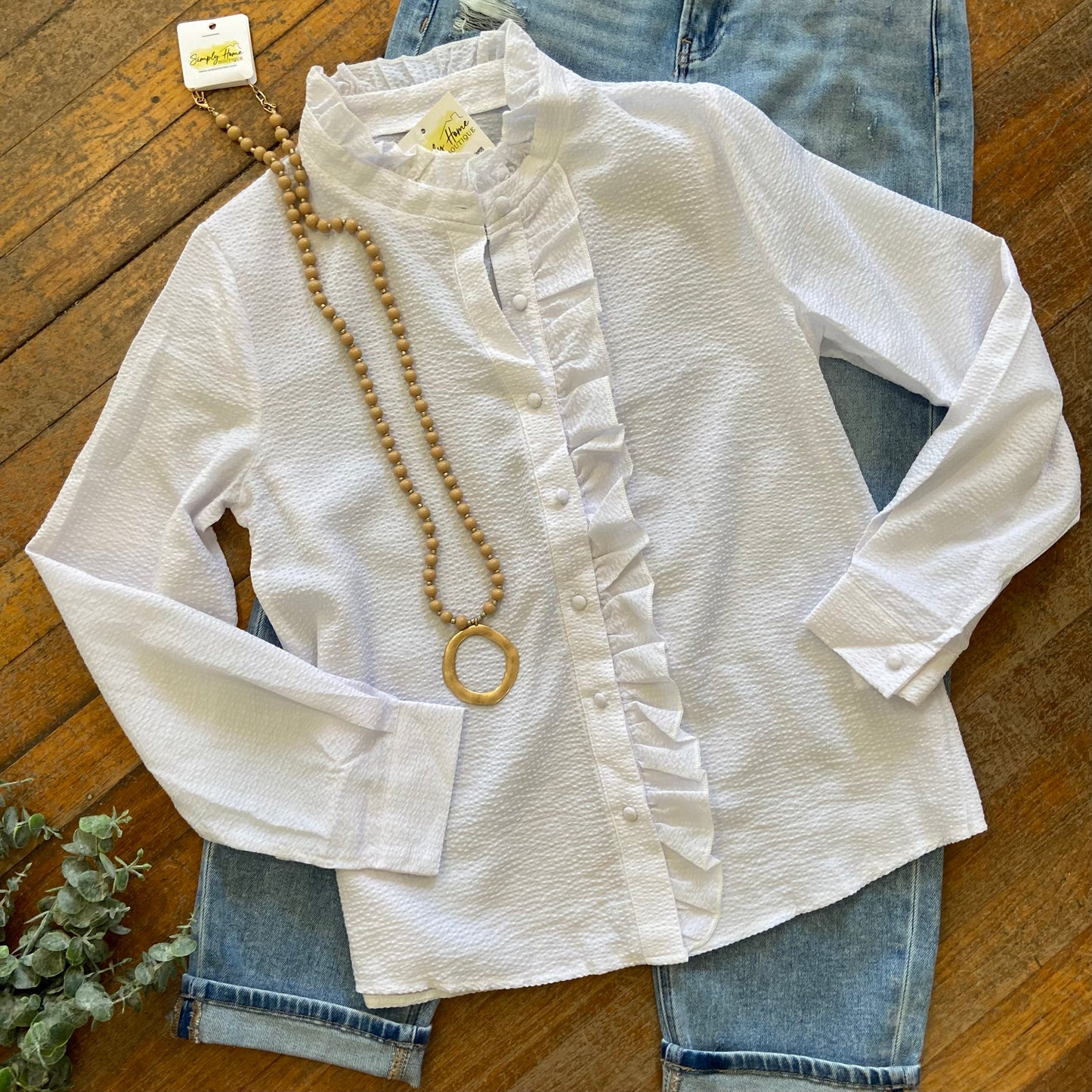 Ruffle Trim Button Shirt