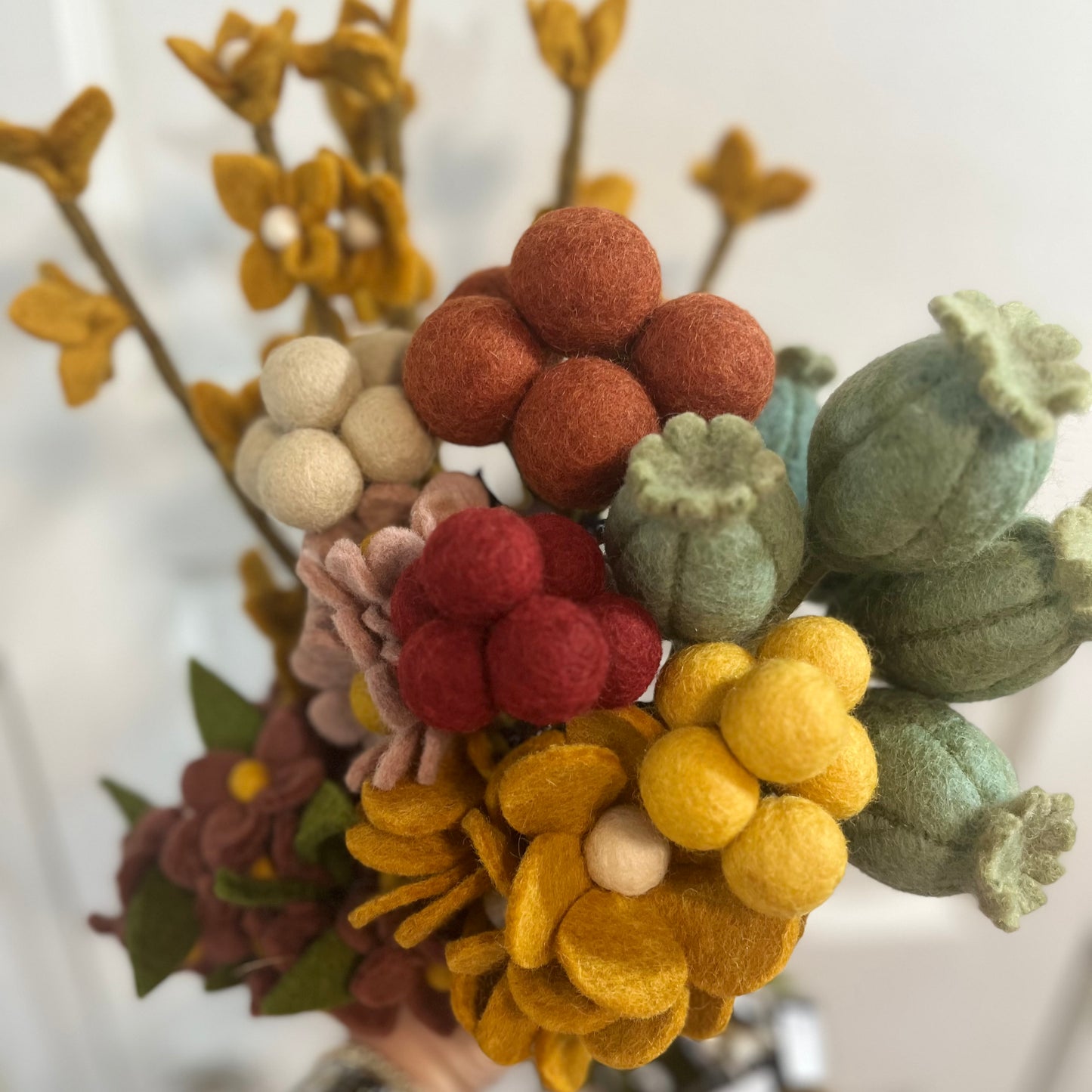 Felted Flower Stalk in Yellow
