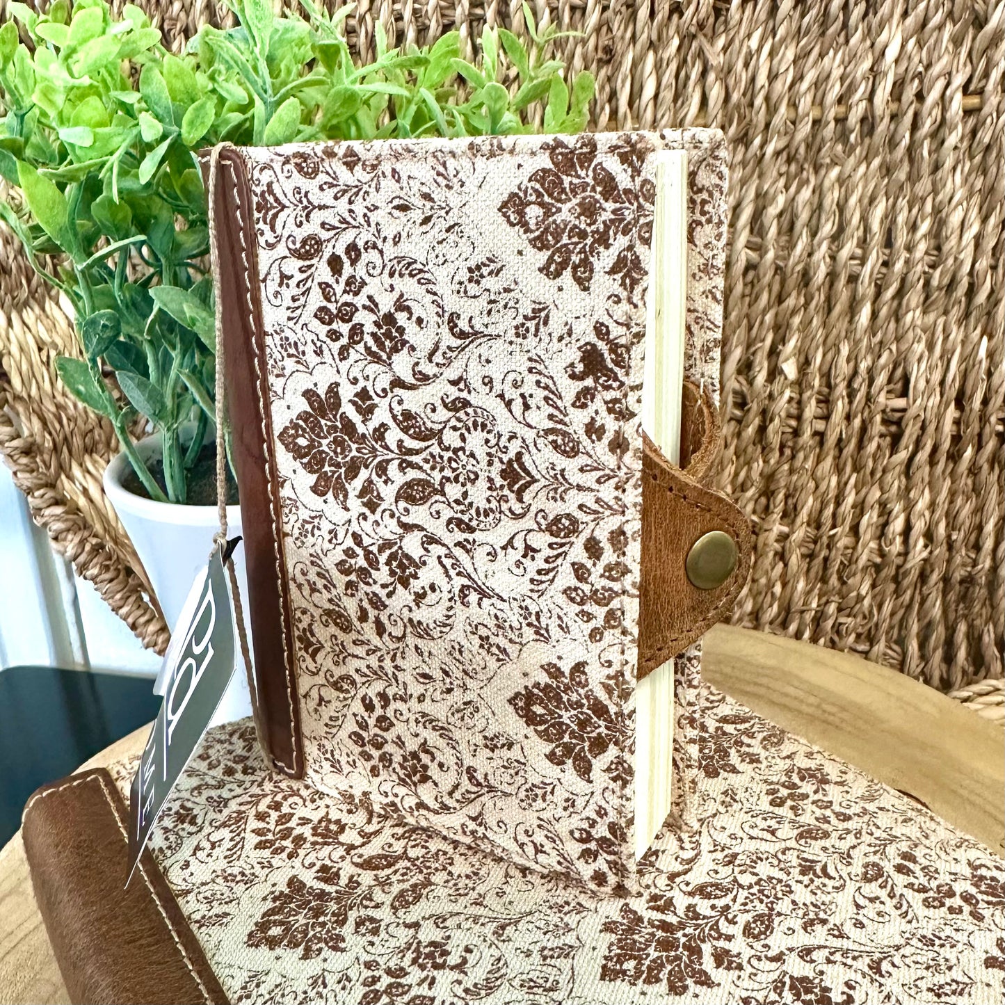 Brown Floral Leather Journal