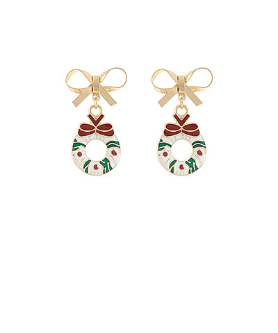 Wreath and Bow Drop Earrings