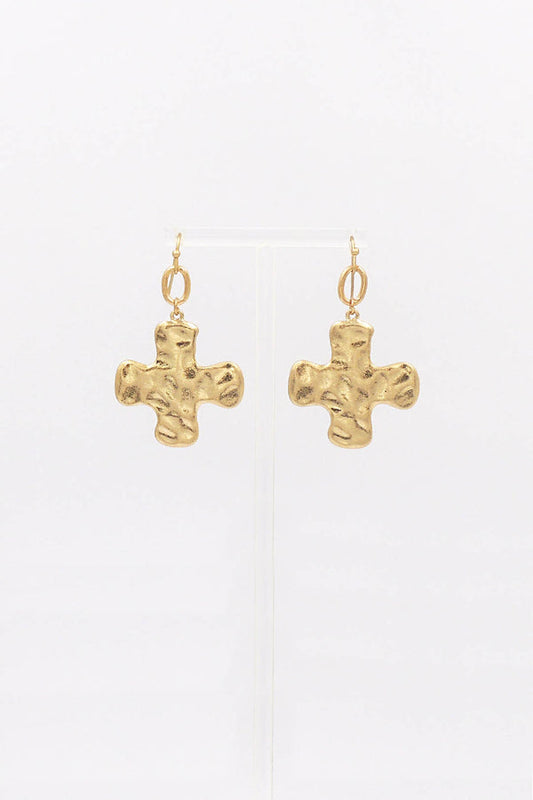 Hammered Cross Earrings