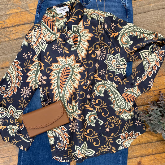 Silky Button Down Blouse