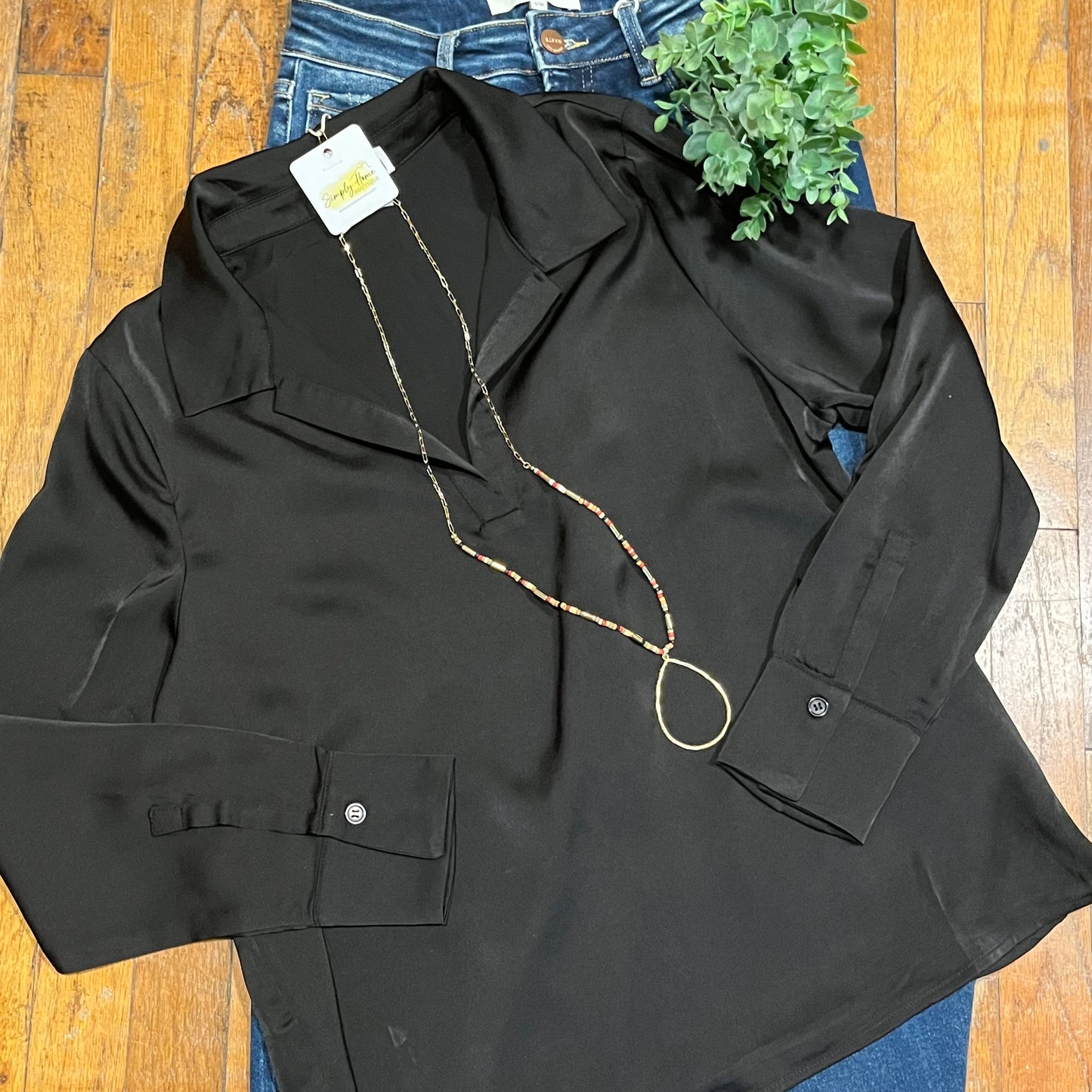 Satin-Like Solid Notched Collar