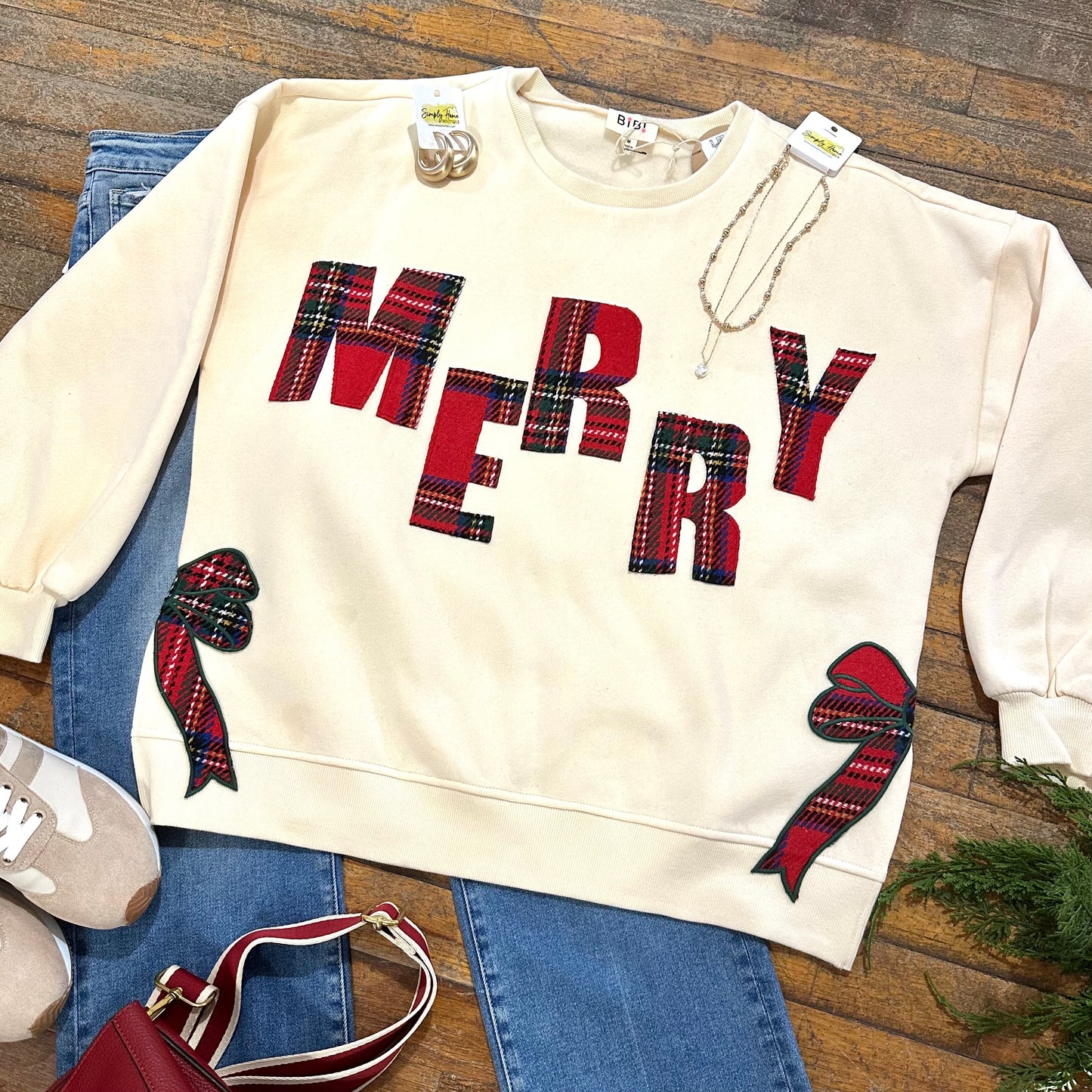 Plaid Merry Bow Sweater