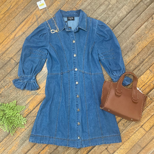 Denim Button Dress