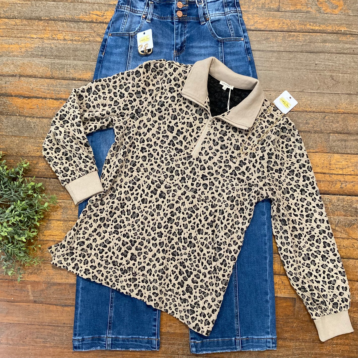 Leopard Zip Up Top