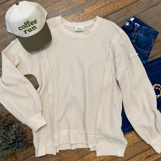 Waffle Knit Pullover