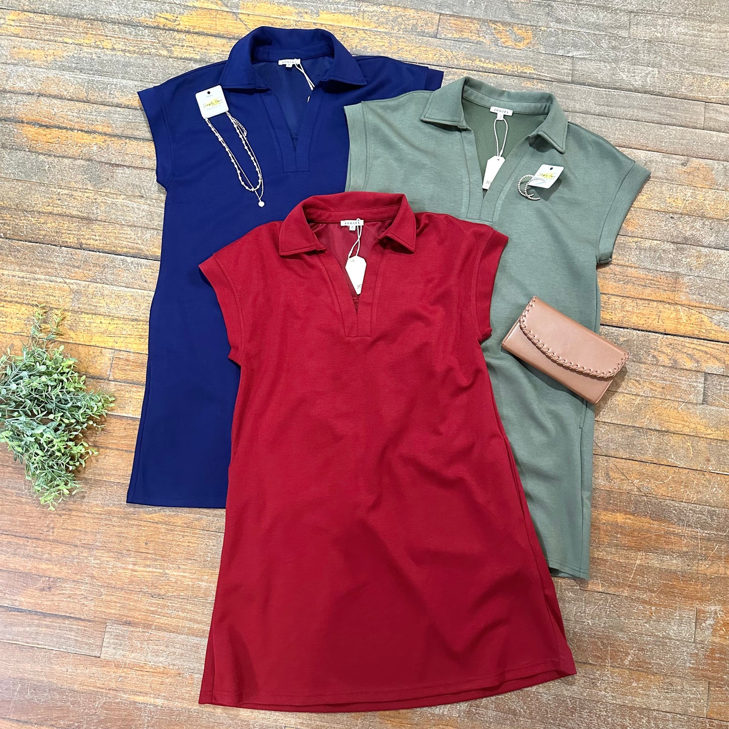 Solid Open Collar Dress